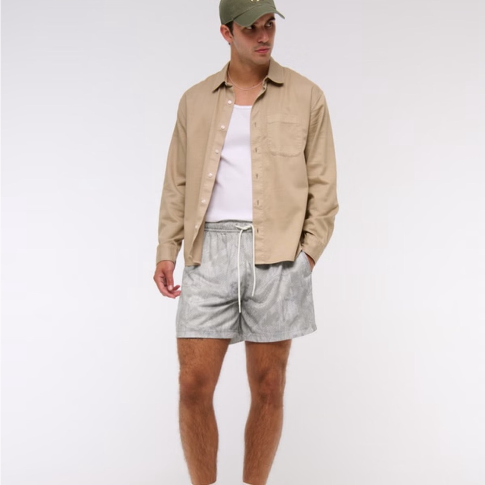 Abercrombie Men's Retro Mesh Men’s Shorts Olive Camo  Casual Shorts YBP